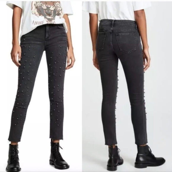 Joe's Jeans Denim - Joe's The Smith High-Rise Straight leg Ankle lengt jeans raw hem  in black Sz 25